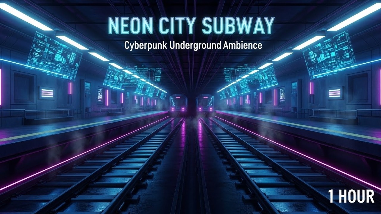 Neon City Subway &mdash; Cyberpunk Underground Ambience (1 Hour)