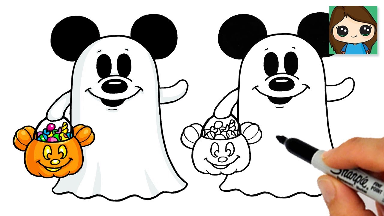 How to Draw Mickey Mouse Ghost 🎃 Cute Halloween Art