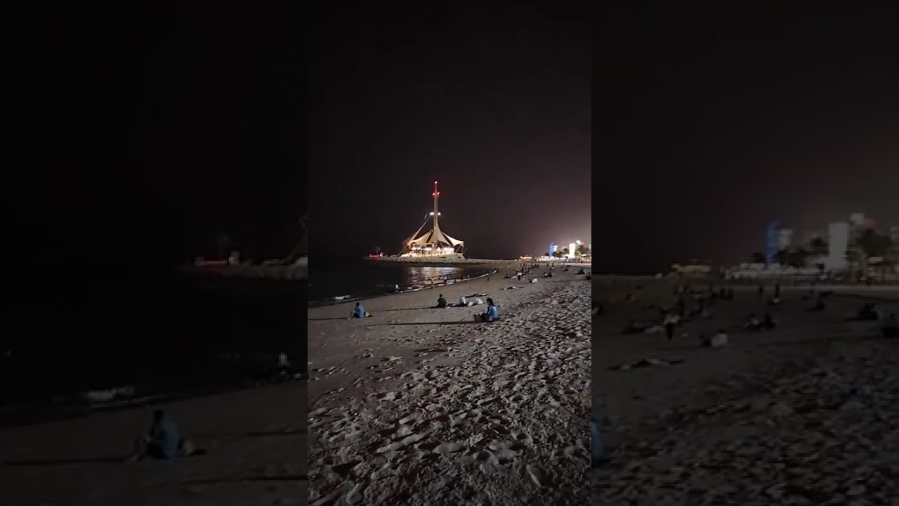 Marina Beach 🏖️Kuwait 🇰🇼  beautiful view at night 