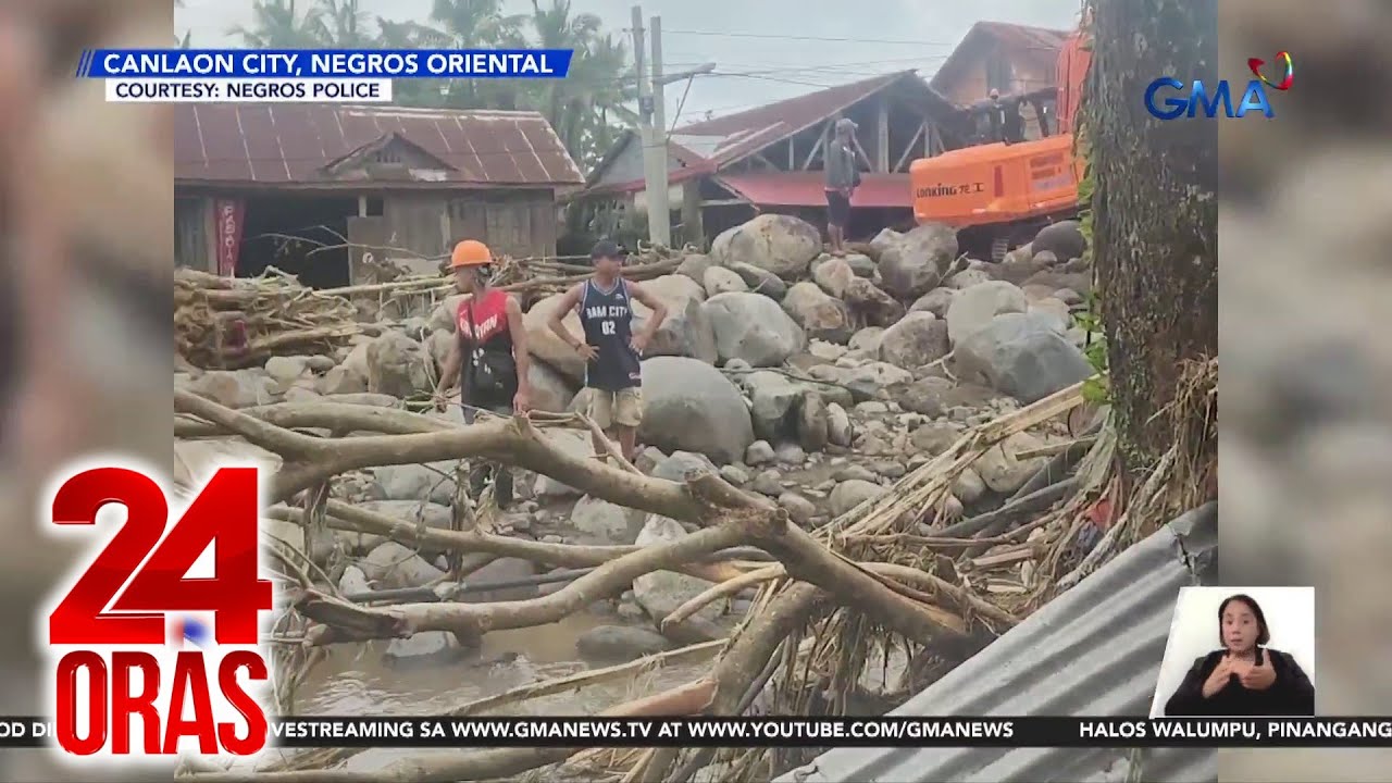 Mga sasakyan, inanod ng rumagasang baha sa Negros Oriental | 24 Oras