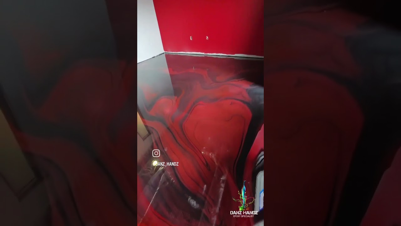 epoxy gloss topcoat. ballistix Black Label, stunning black and red metallic epoxy flooring DanzHandz