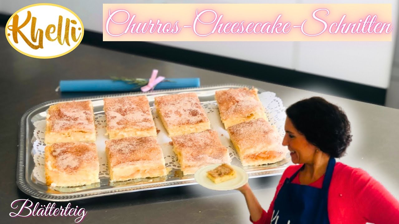 Churros-Cheesecake-Schnitten/fluffig-luftiger Blätterteig/cremige Cheesecake-Füllung/einfach&schnell