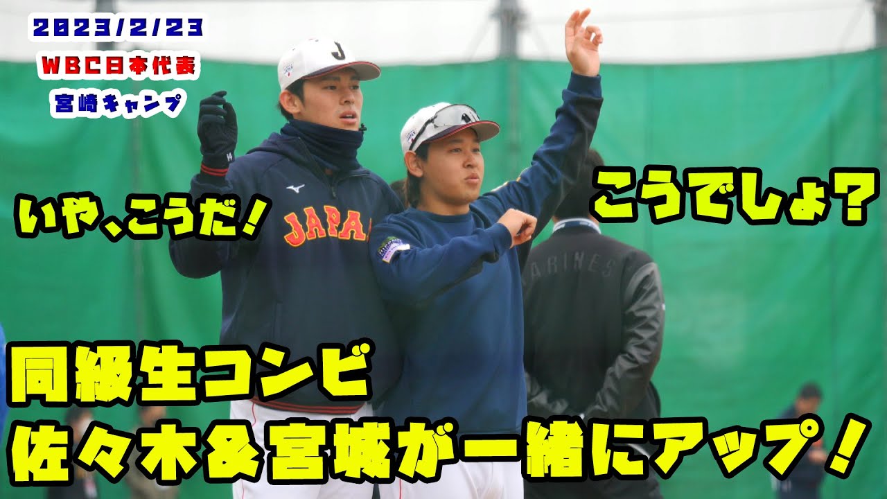 佐々木＆宮城の同級生コンビが一緒にトレーニング！　2023/2/23 WBC侍ジャパン in宮崎キャンプ