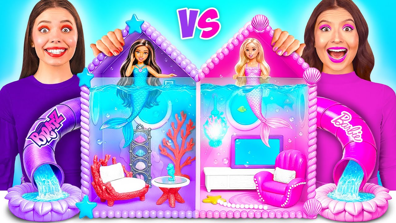 Домики Одного Цвета Челлендж Барби vs Братц Русалки | Сумасшедший Челлендж