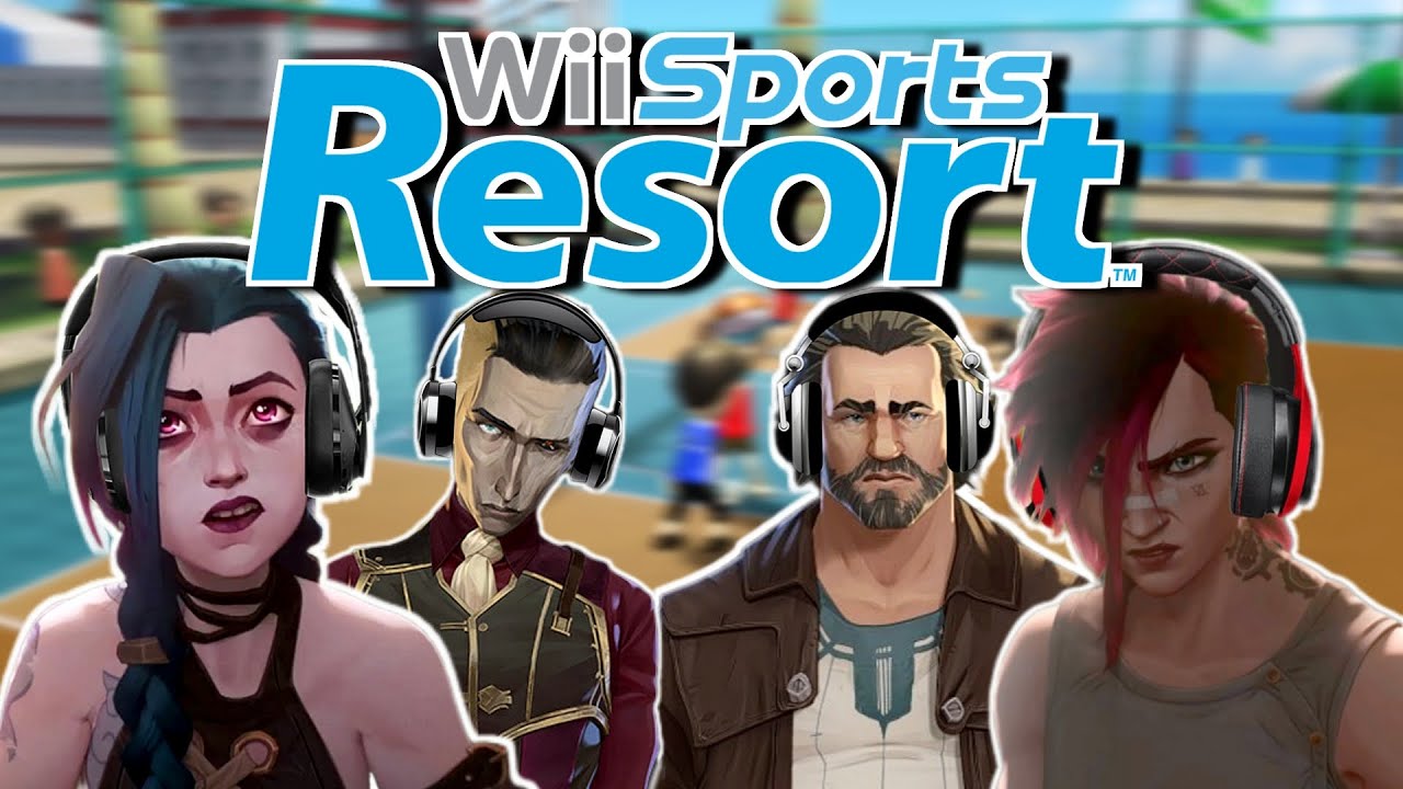 Jinx, Vi, Silco & Vander Play Wii Sports Resort Basketball - 3-on-3 Game