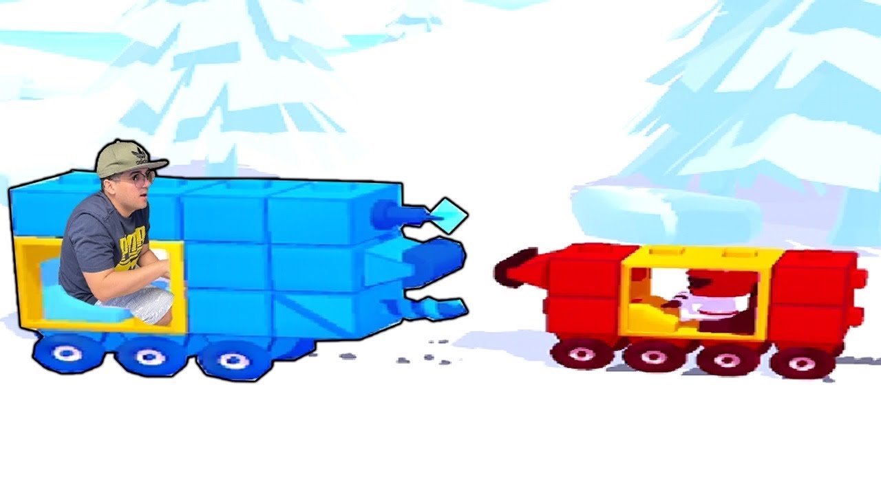 MONTEI MEU CARRO FEITO DE BLOCOS E ENTREI NUMA BATALHA! - Toy Car Battle 3D (Jogos de celular)