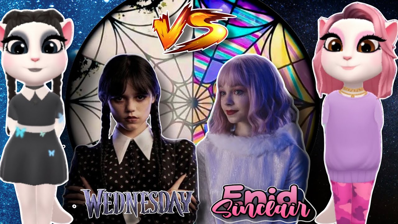 My Talking Angela 2 || Wednesday Adams 🖤 vS Enid Sinclair 💖  || cosplay 😻
