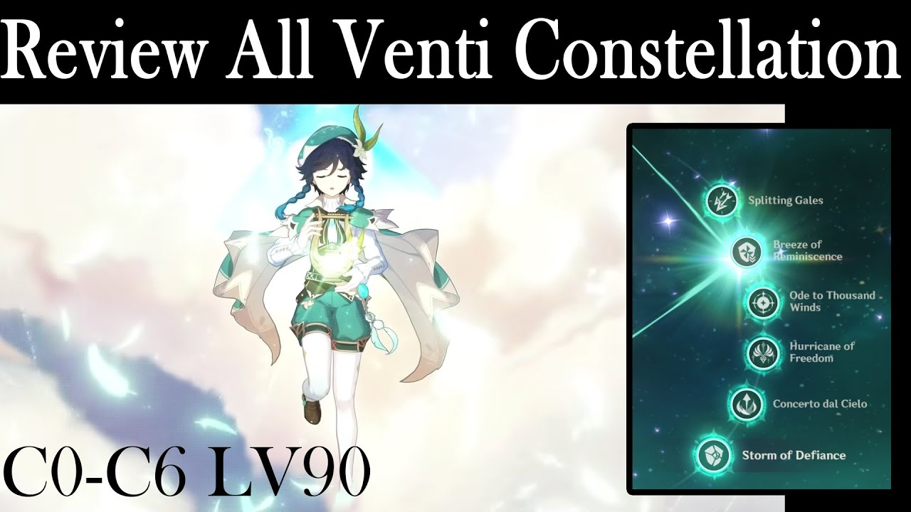 Venti all constellation review - from C0 to C6 - Genshin impact