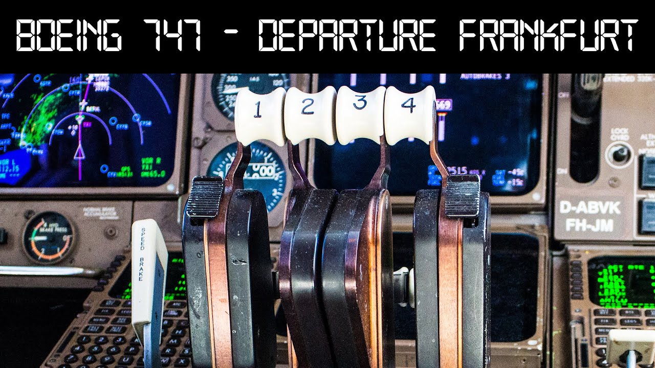 Boeing 747 cockpit - take off Frankfurt am Main