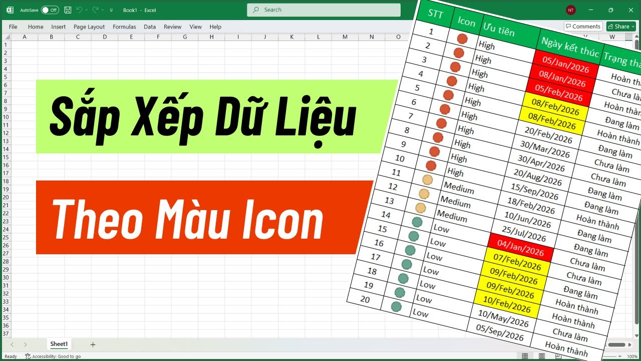 Excel: Sắp Xếp Dữ Liệu Theo Màu Sắc Hoặc Icon Nhanh Chóng