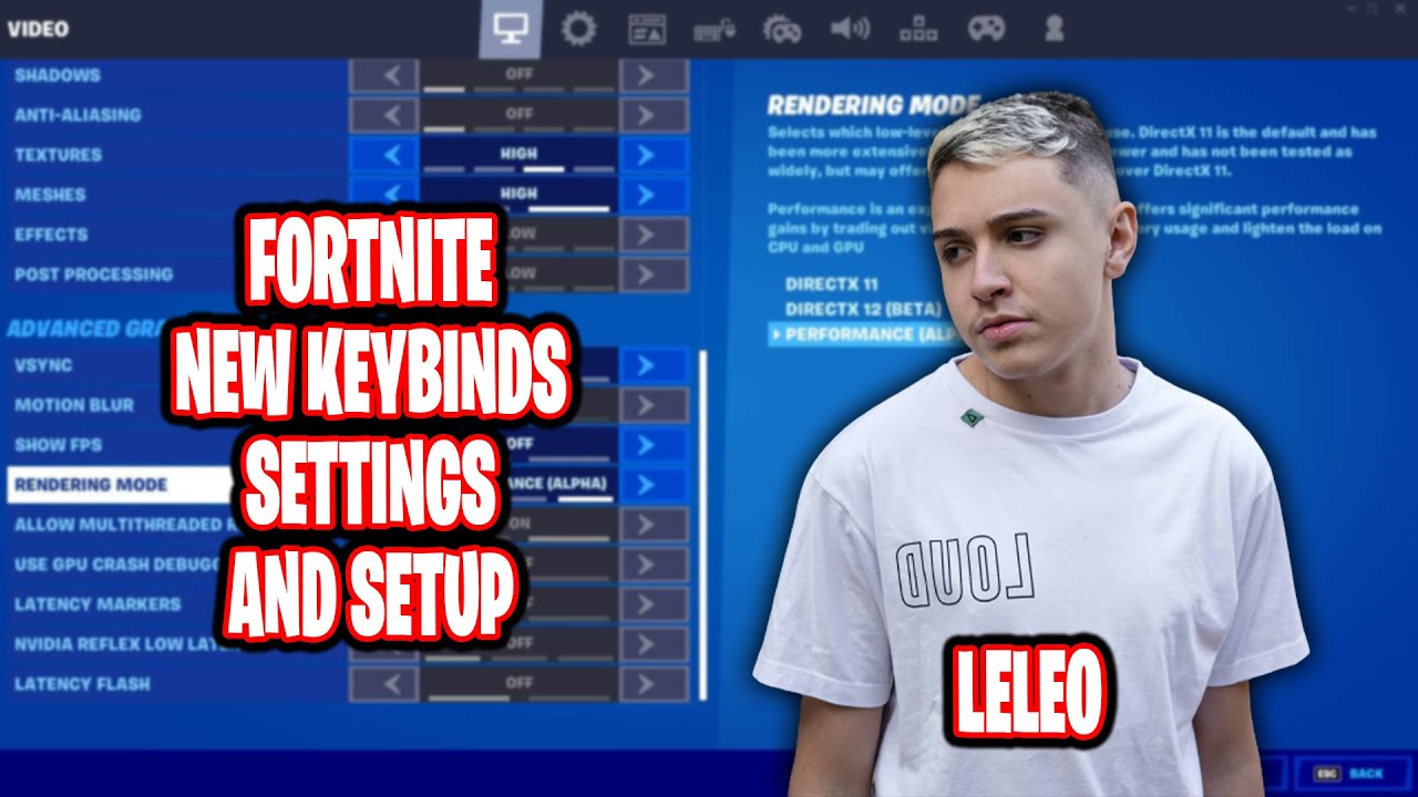 Leleo Updated Fortnite Settings keybinds New Sensitivity and Setup