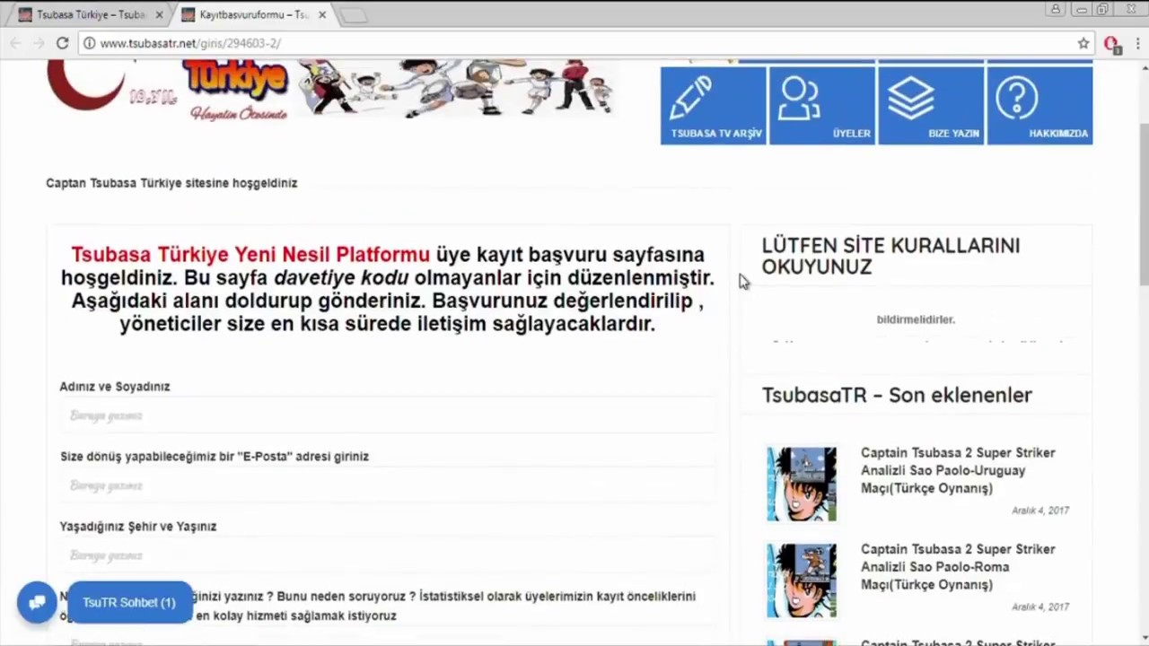 Captain Tsubasa TR.Net Nasıl kayıt olunur?