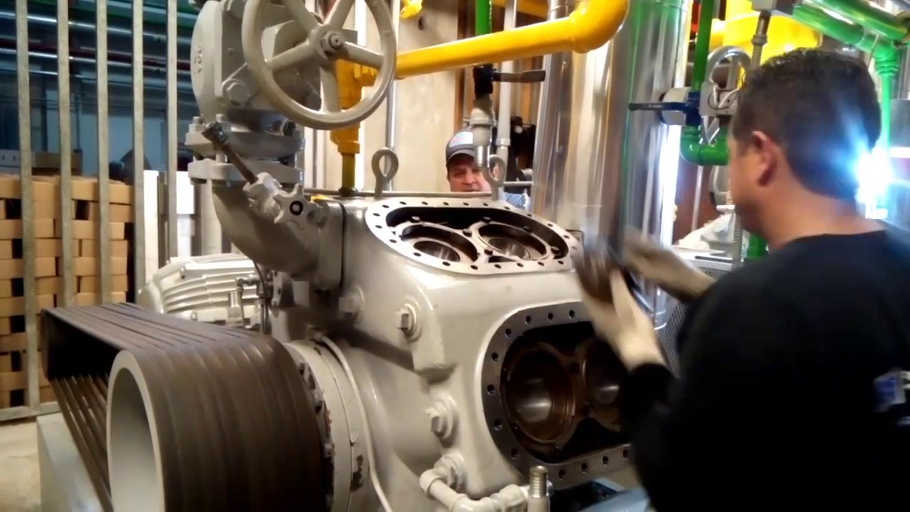 Reparación ...compresor de pistones mycom 8b para amoniaco....