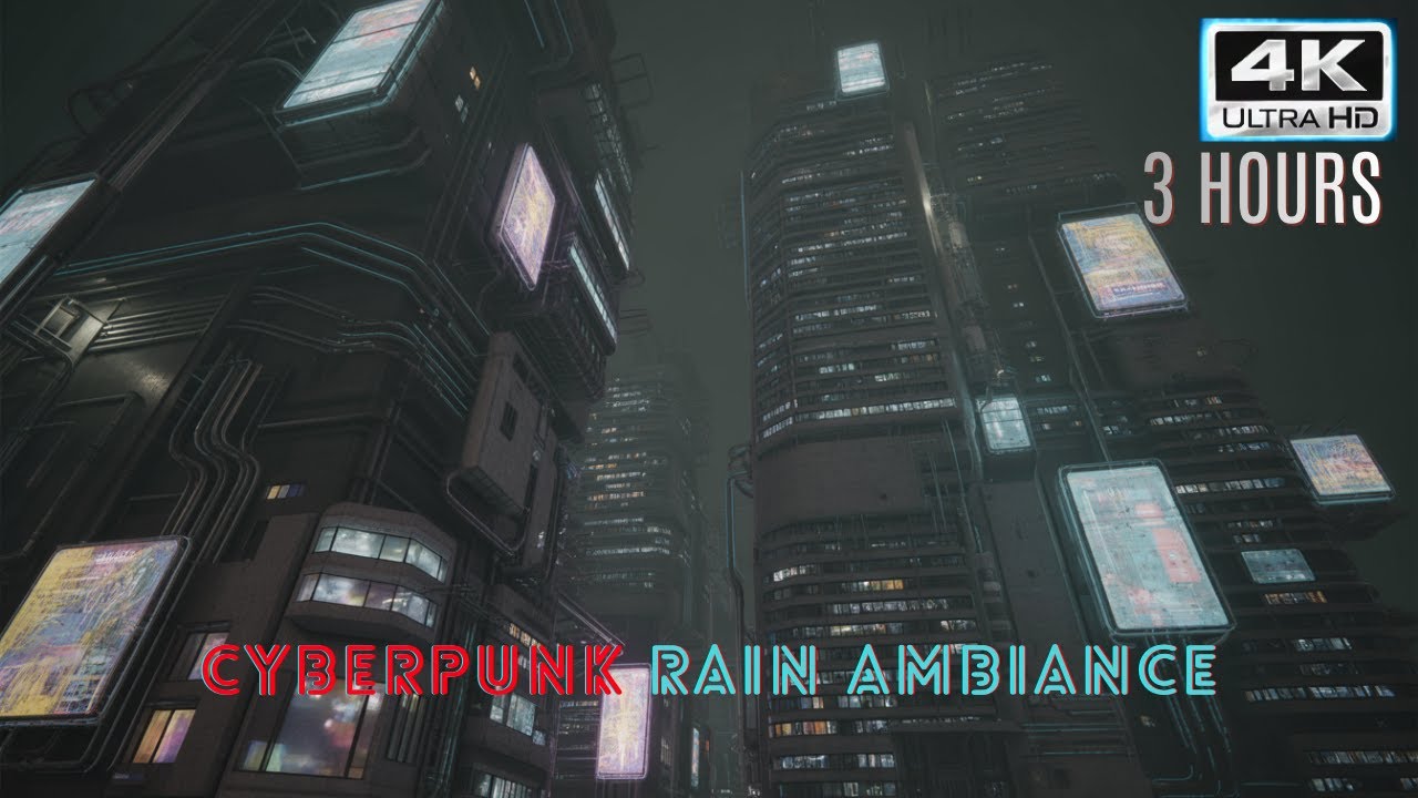 3 Hours Dark Cyberpunk Ambience | Howling Wind & Deep Drone | Deserted Megastructures | No People