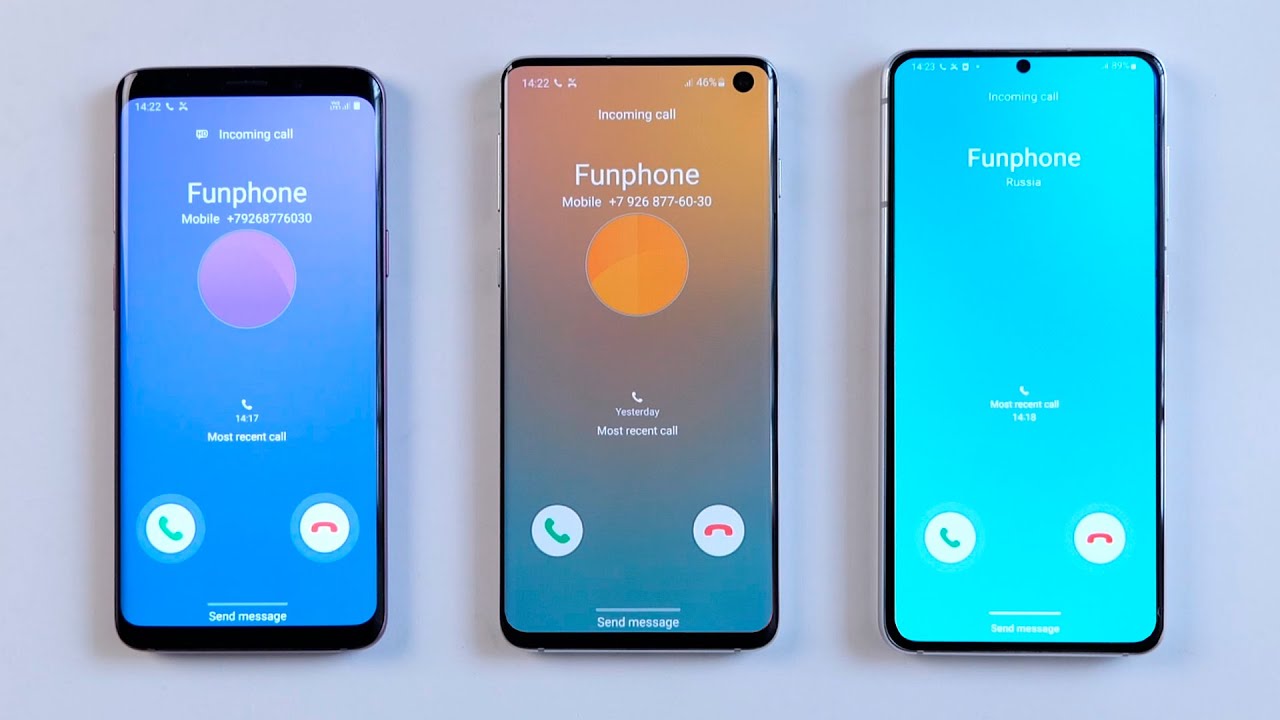 Samsung S9 vs Samsung S10 vs Samsung S21 incoming call