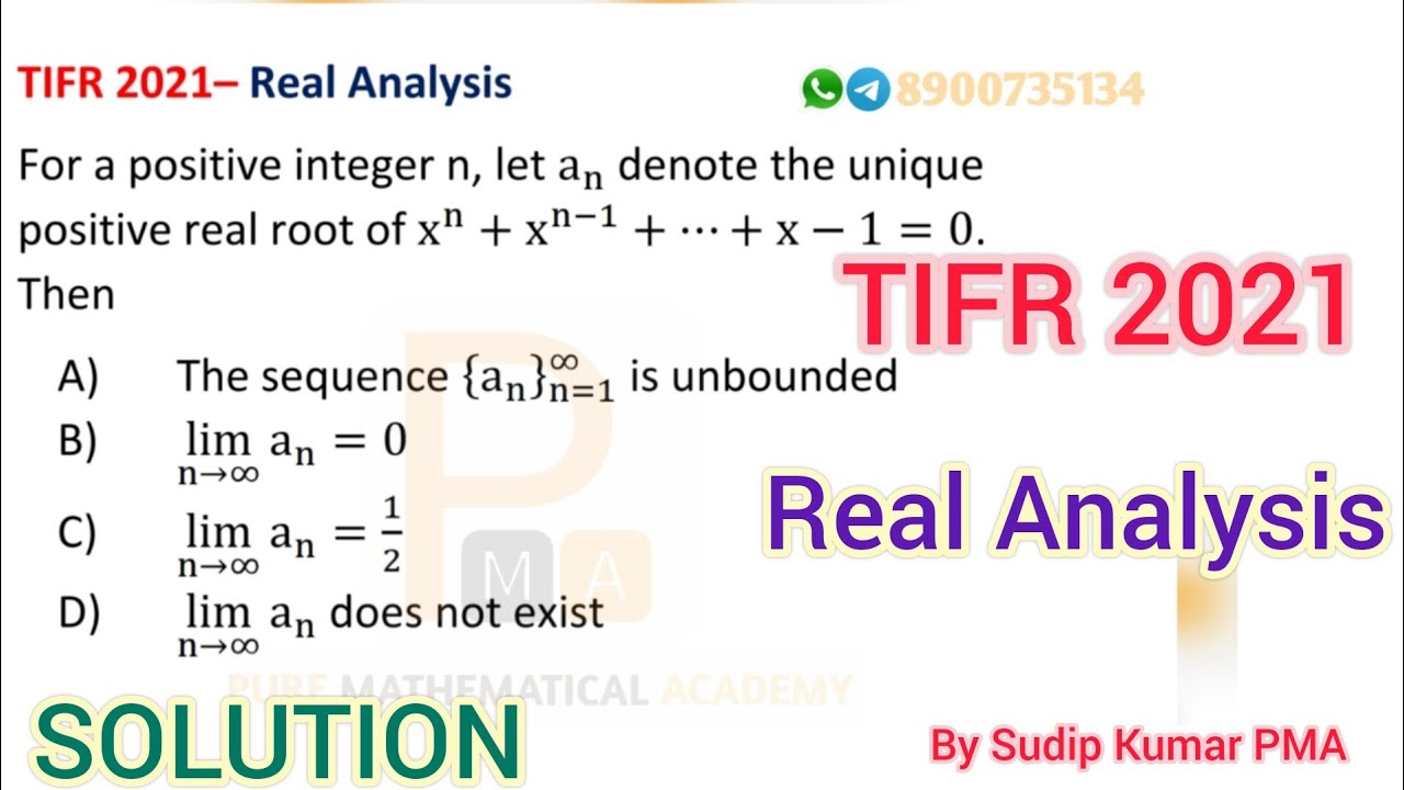 TIFR 2021 Mathematics Solution | Real Analysis Solution | Tifr 2021 Solution | by Sudip Kumar PMA