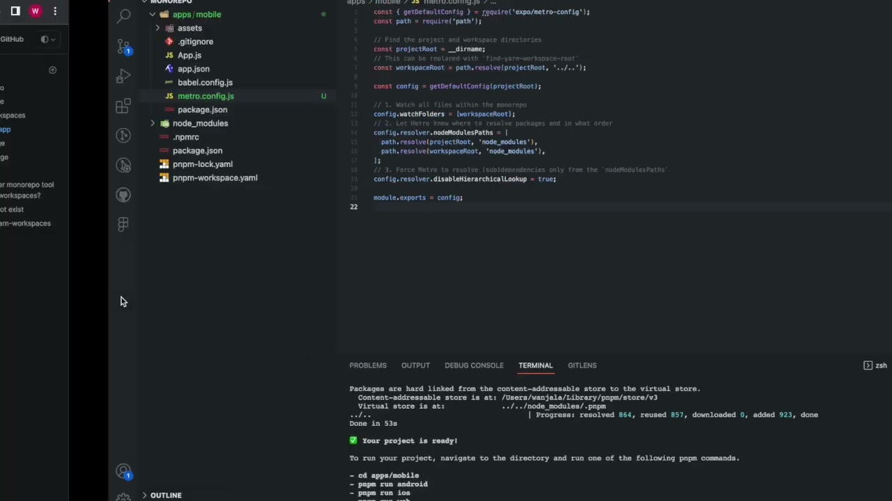 Working with Monorepos for Expo React Native and Next JS  using PNPM
