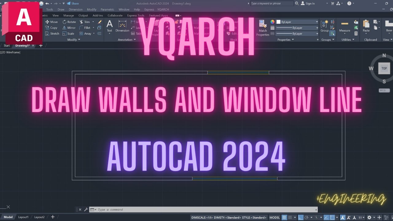 YQArch-Draw walls and Window Line