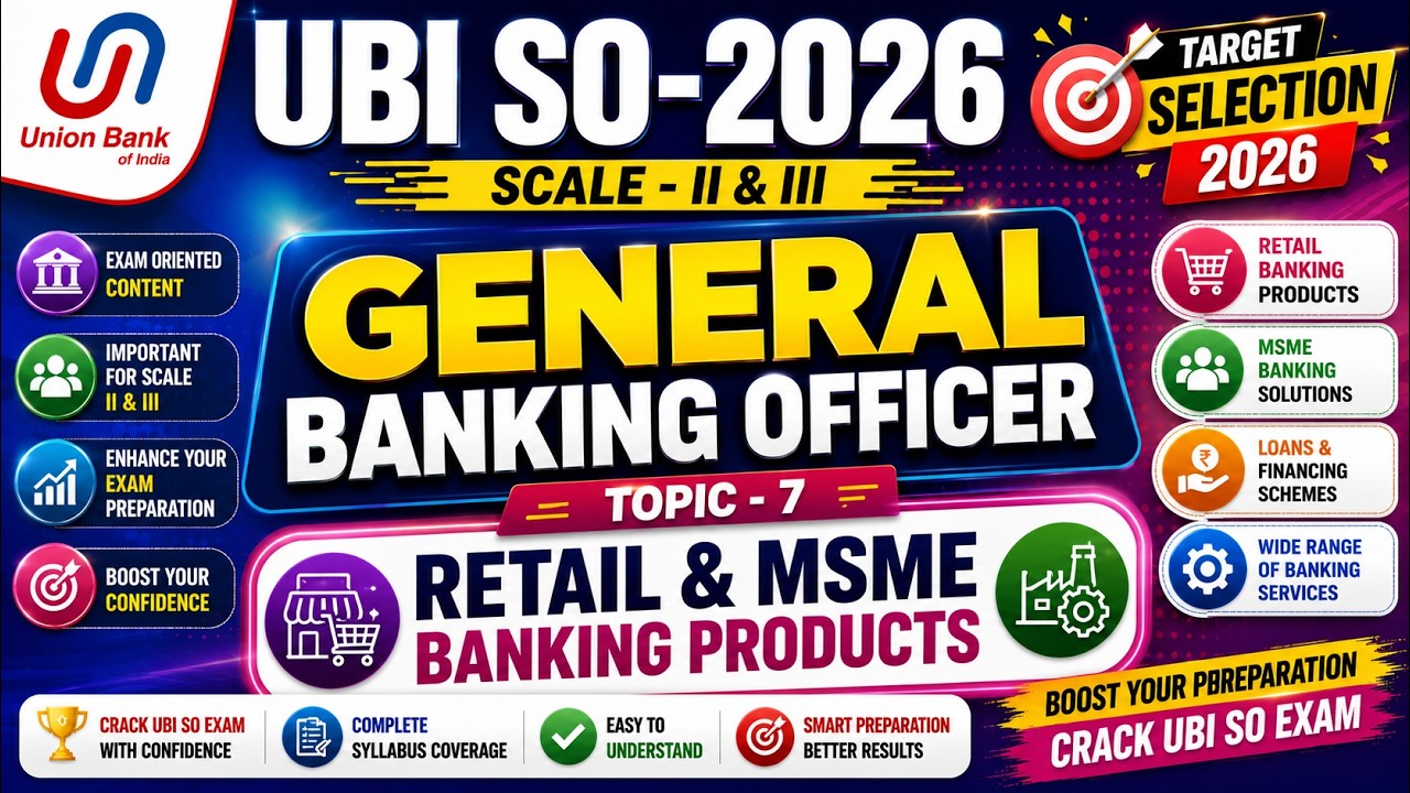 Retail & MSME Banking Products MCQS | UBI SO 2026 General Banking Officer | UBI GBO MCQS PDF 2026