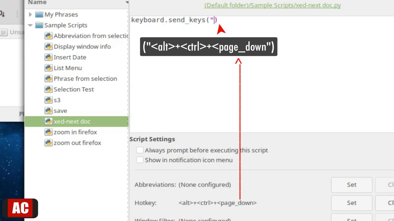 Remap Keys Based On Applications - autokey-gtk (Linux Mint Cinnamon)