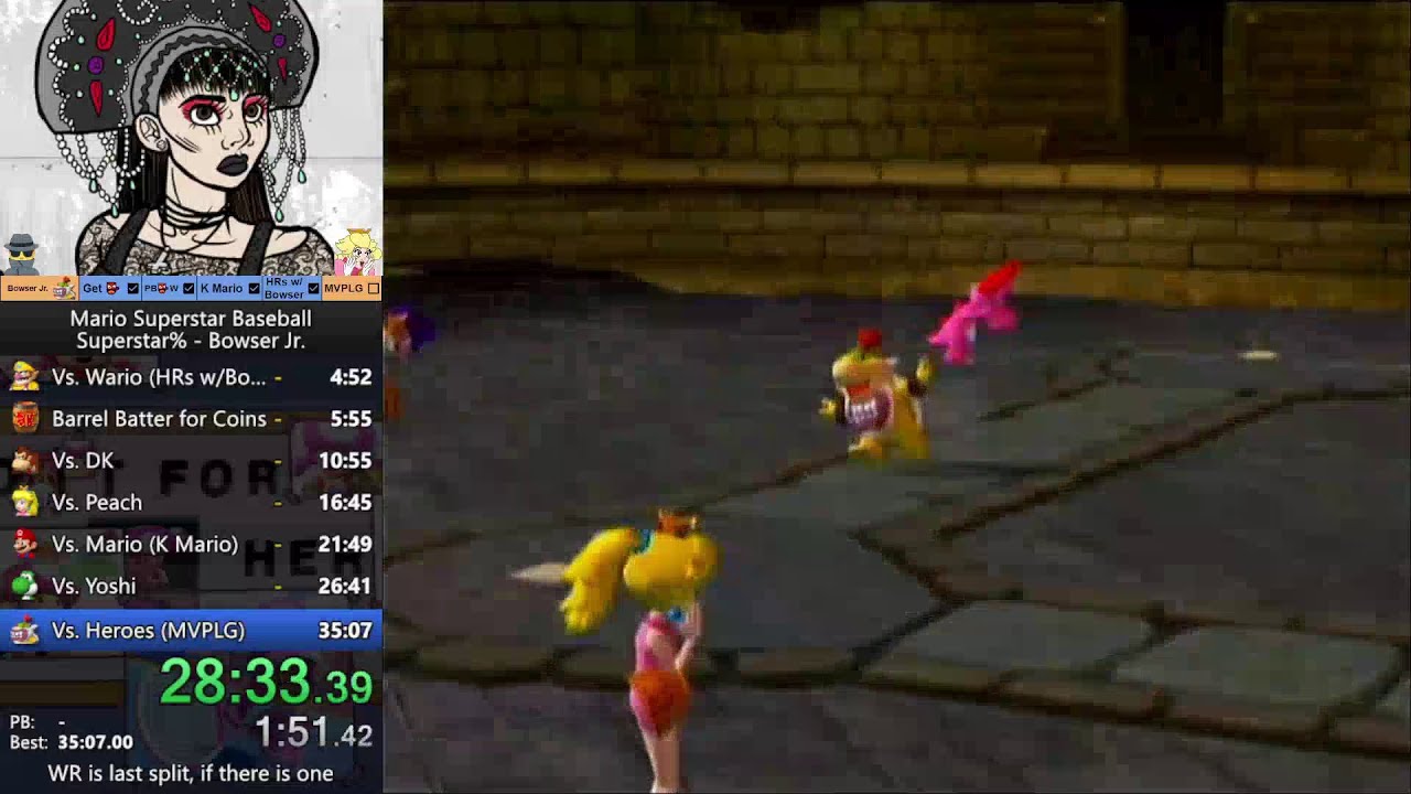 Mario Superstar Baseball - Superstar% Bowser Jr. in 31:43 (World Record)