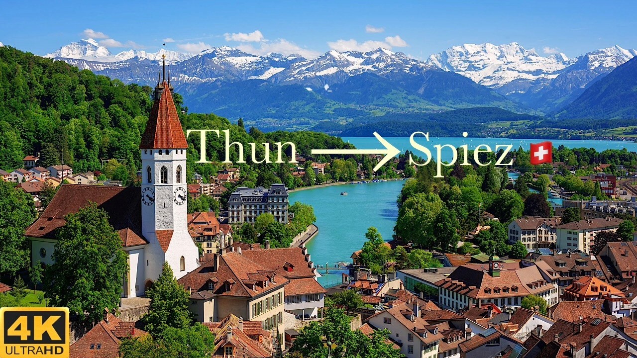 Thun to Spiez by Car | Swiss🇨🇭Lake & Mountain Drive 4K