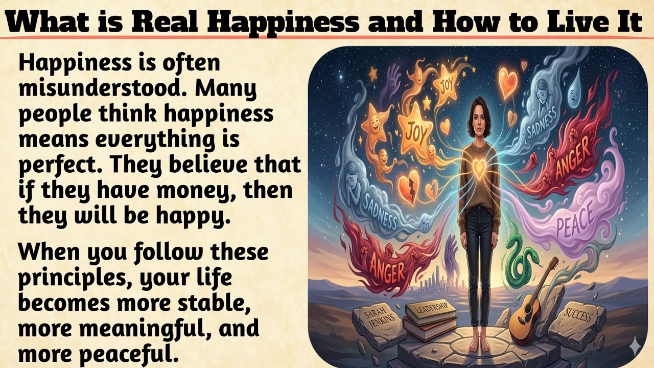 What is Real Happiness and How to Live It | learn English | Improve your English Fluency  #vocabs 