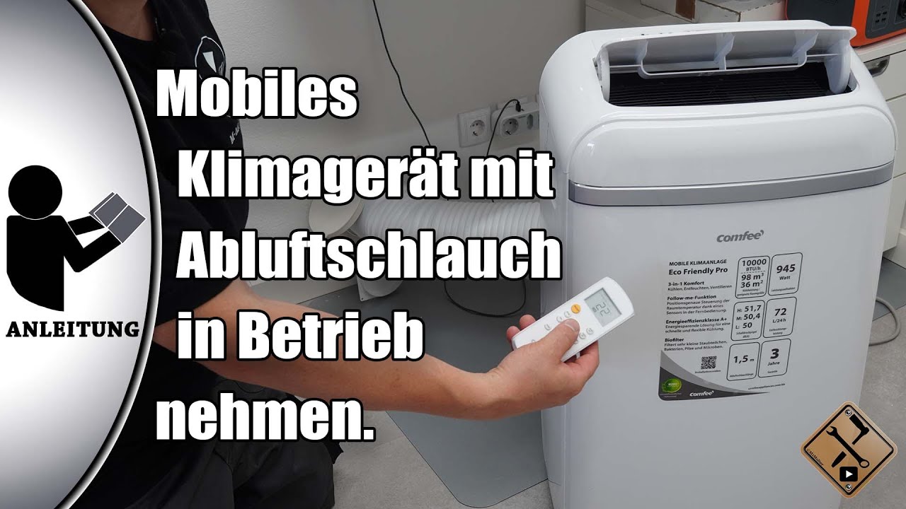 Mobiles Klimagerät mit Abluftschlauch von Comfee Eco Friendly Pro - Auspacken anschließen  erklärt.