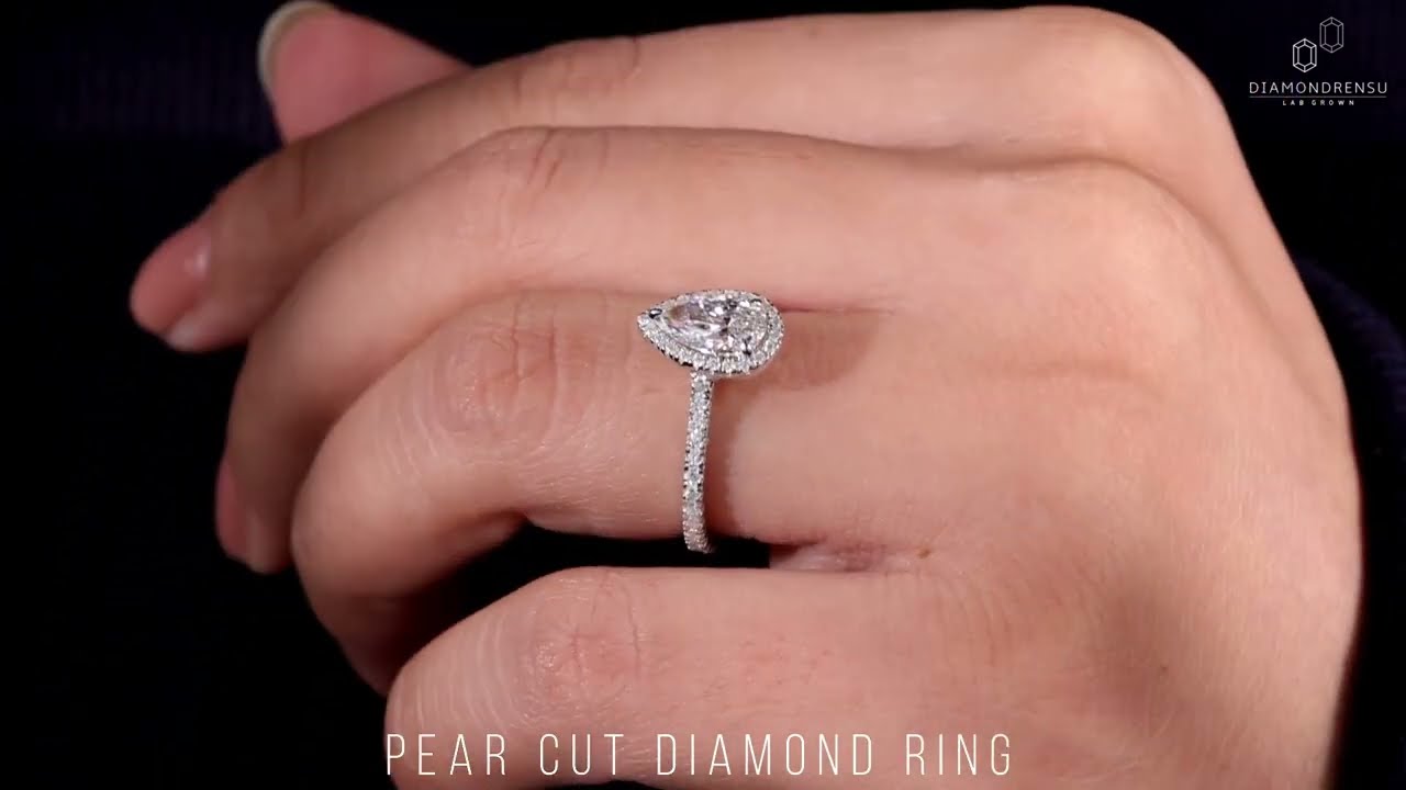 1.38 TW Pear Cut  F/VS Lab Grown Diamond Engagement Ring, IGI Certified Lab Created Diamond Ring