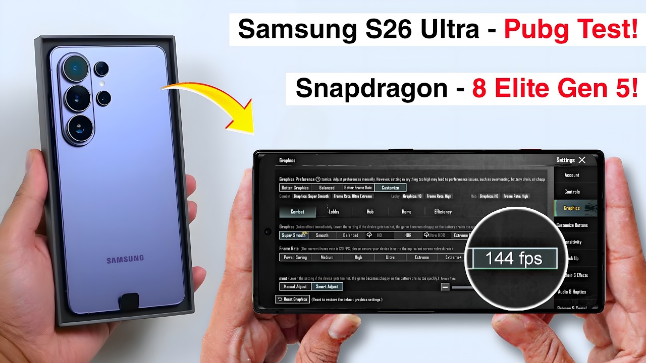 Samsung S26 Ultra Pubg Test⚡Samsung S26 Ultra Bgmi Test⚡Graphics Test - SD 8 Elite Gen 5.!🤯