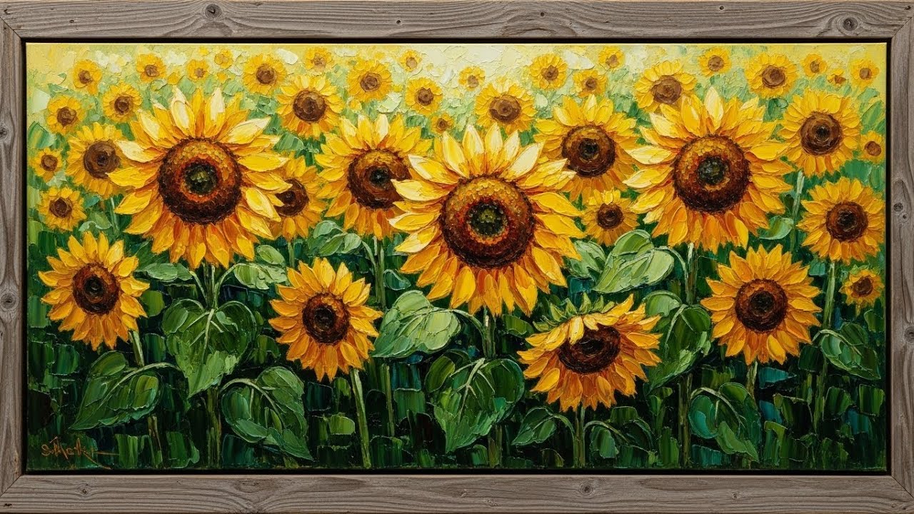 Frame TV Art: Vibrant Sunflower Field in Golden Summer Light | 4K Ambient Art