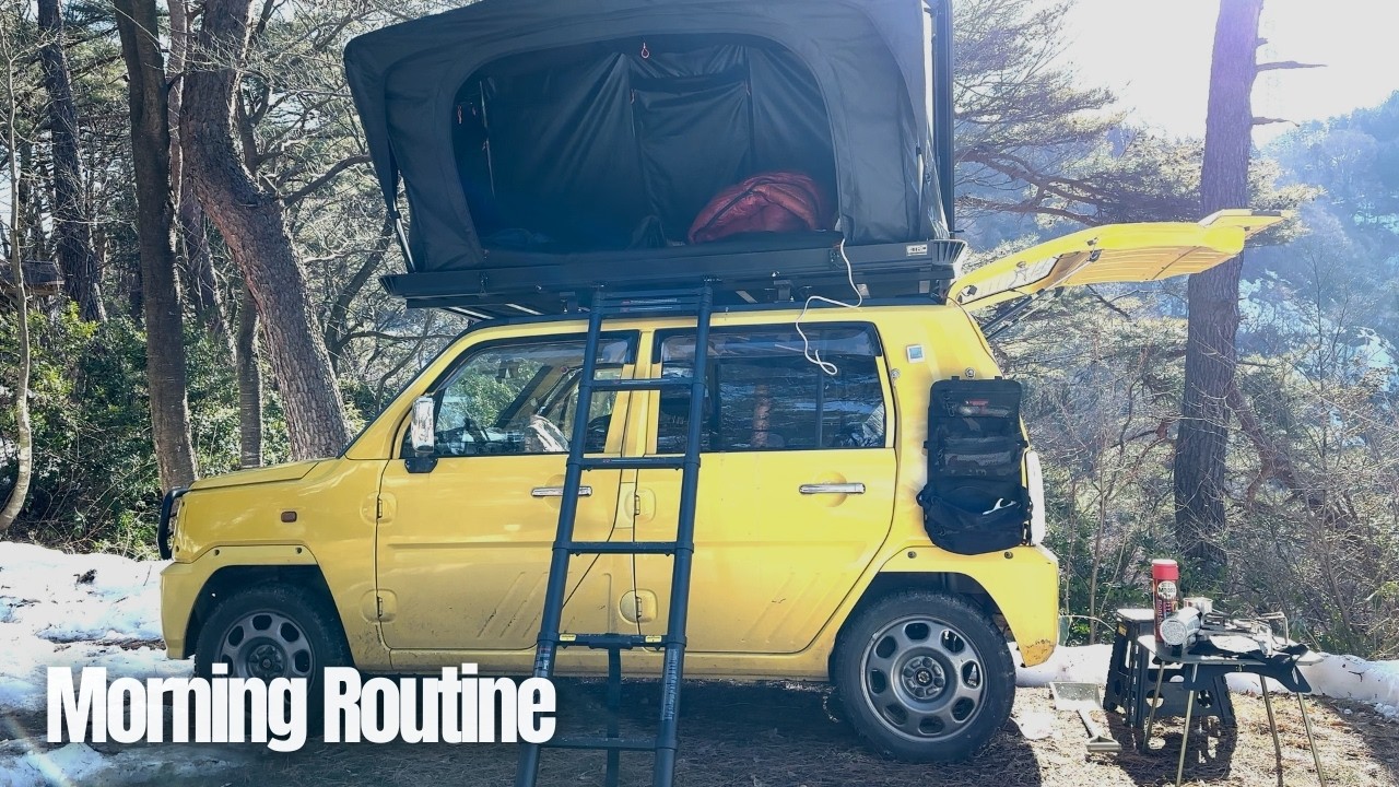 Morning Routine | Winter Rooftop Tent Camping in Japan