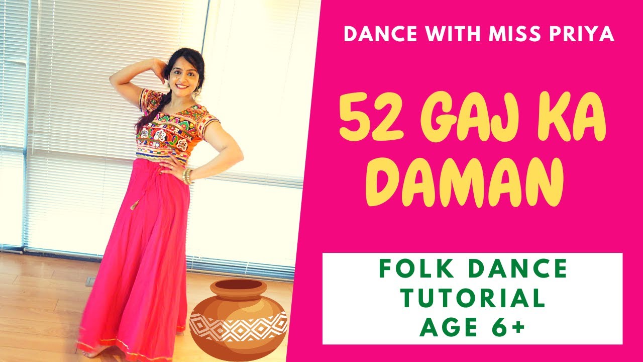 52 Gaj Ka Daman | Easy Step by Step Tutorial | Kids Folk Dance