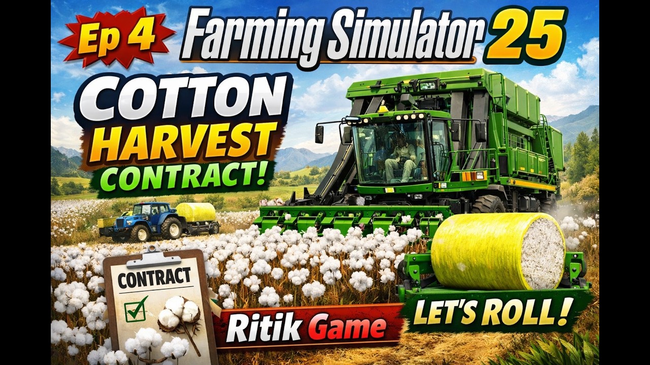 Farming Simulator 25 Gameplay #4 – Rolling the Field + Cotton Contract!