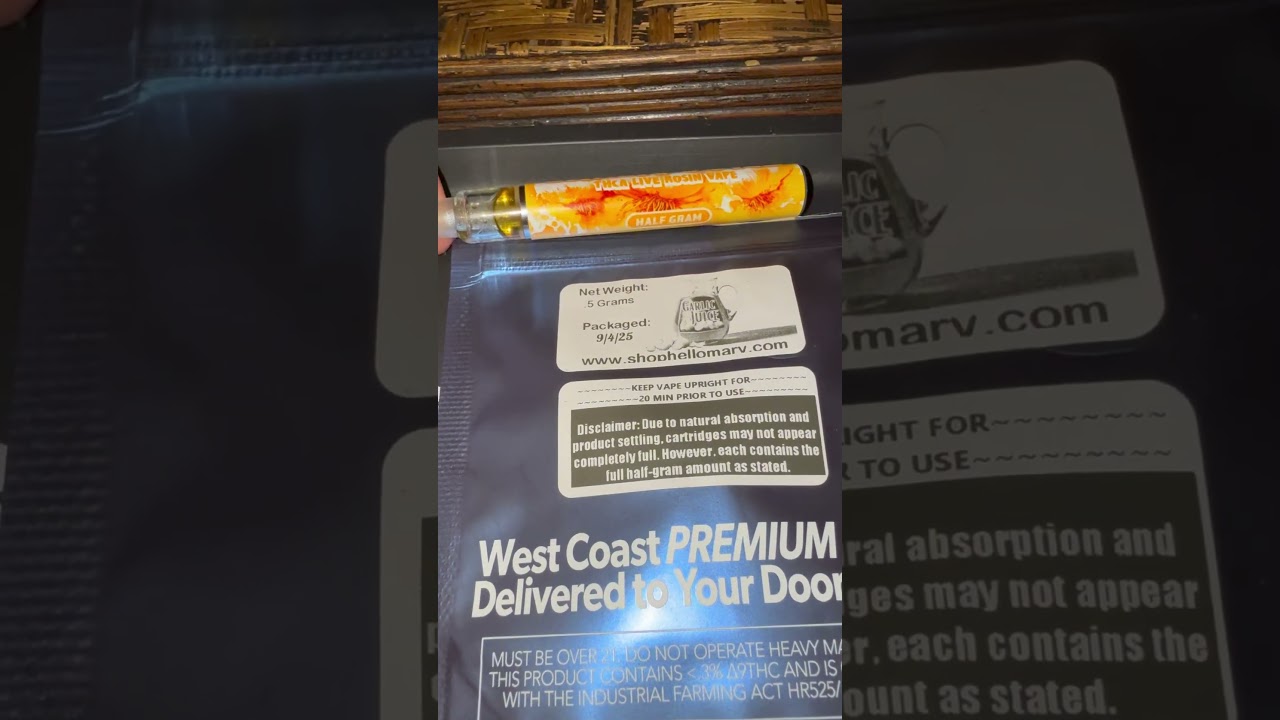 Shop Hello Mary THCA Live Rosin Half Gram AIO Disposable Garlic Juice