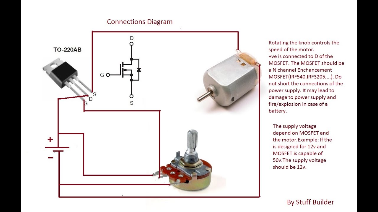 How to build the simplest DC Motor Speed Controller(Using Potentiometer and MOSFET)Updated