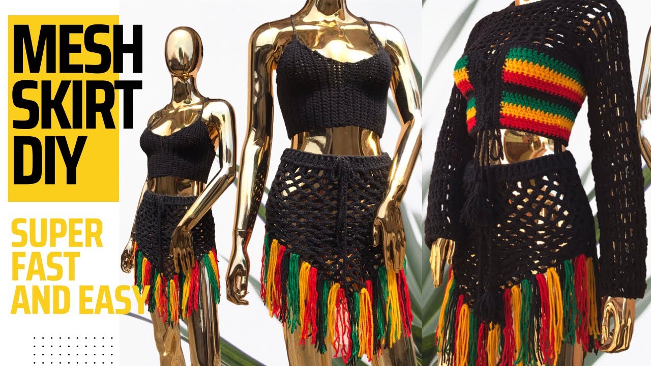 Crochet mesh fringe skirt. Super fast and easy