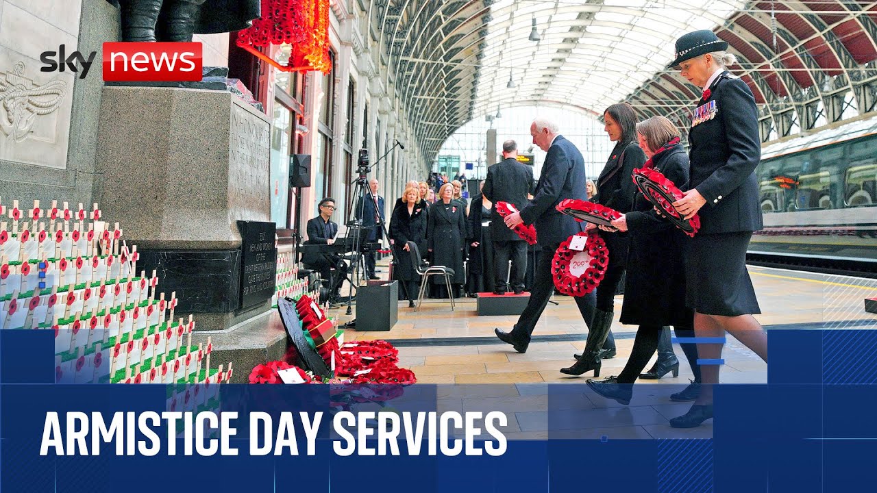 Armistice Day services at Cenotaph and across country as UK falls silent to remember