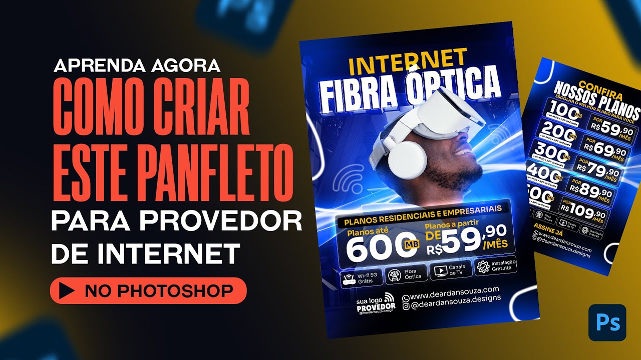 Aprenda como criar panfleto para Provedor de Internet - Aula de Photoshop Passo a Passo