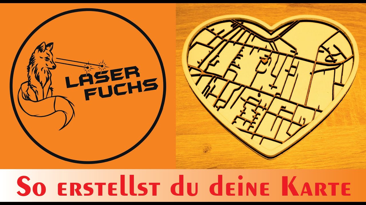 Deine Straßenkarte in Herzform Multilayer lasern
