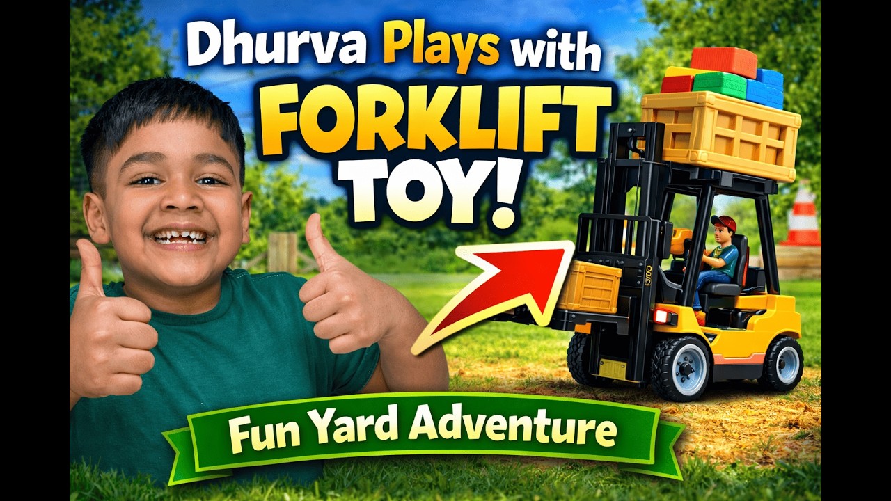 Dhurva Plays with Forklift Toy 🚜 Fun Yard Adventure for Kids