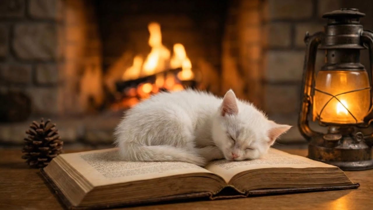 You’ll Fall Asleep in Minutes Watching This Cozy Kitten by the Fireplace.
