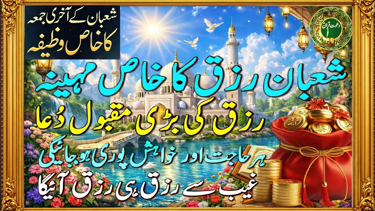 شعبان کا اخری جمعۃ المبارک۔ دعا سنتے ہی اللہ پاک کرم ہی کرم کرے گا حاجت روا اور مشکل کشا دعا ہے۔