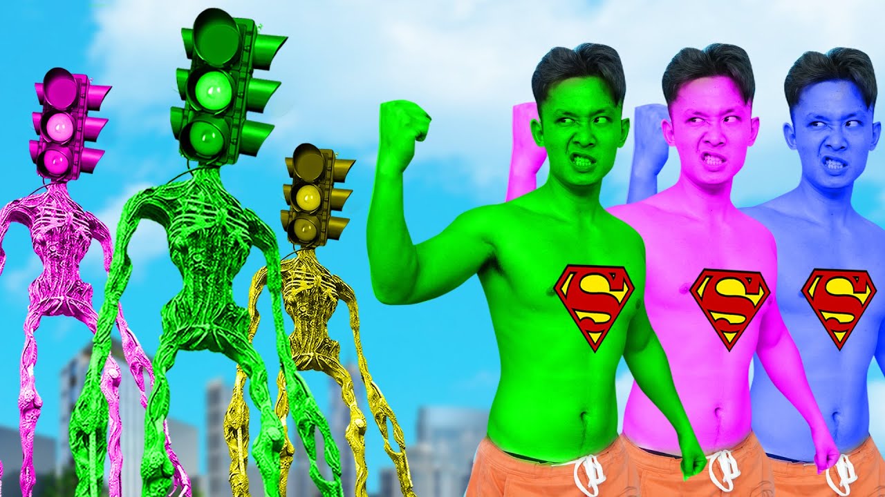 Team Super-Hulk Vs Team Traffic Light Head Monster - BigGreenTV