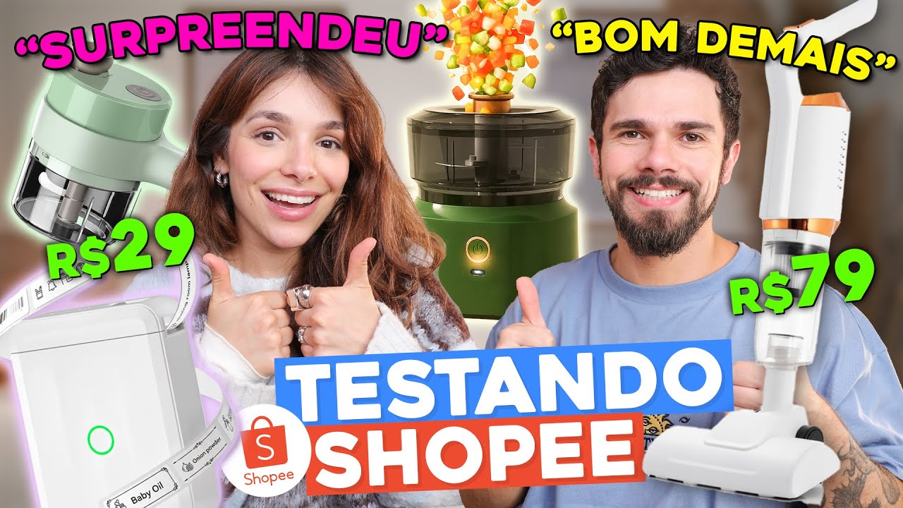 TESTANDO ACHADINHOS da SHOPEE para CASA | Aspirador portátil, Processador de alimentos baratinhos
