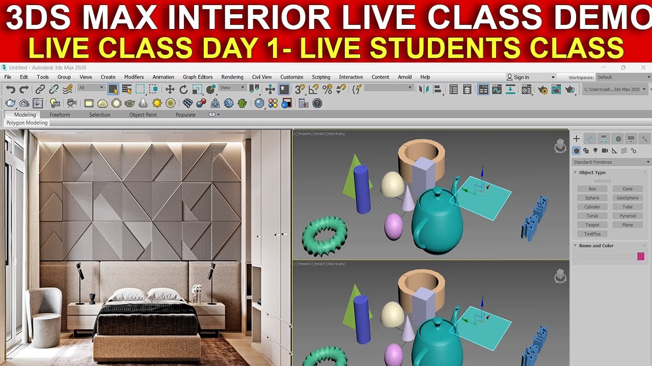 Day 1- 3DS -Max Live Class Interior Student - Basic To Professional Course-#interiors #viral #design