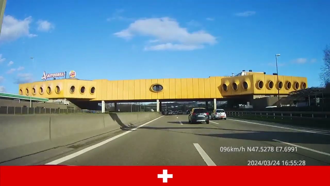 Road Trip from Basel to the Gotthard Tunnel via A2 (E35) highway (Swiss)