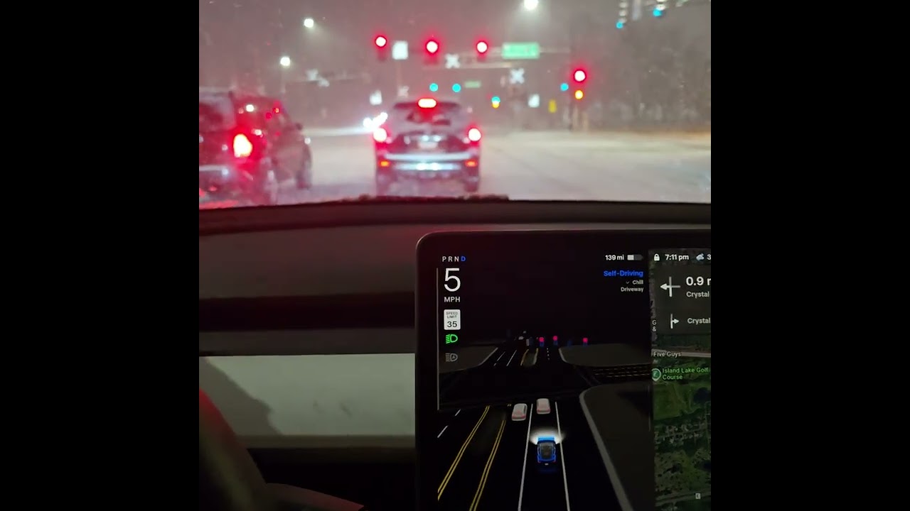 Tesla Model Y Full Self-Driving in Minnesota Snow During Snowstorm (unplowed roads w/ ice) 2/18/26