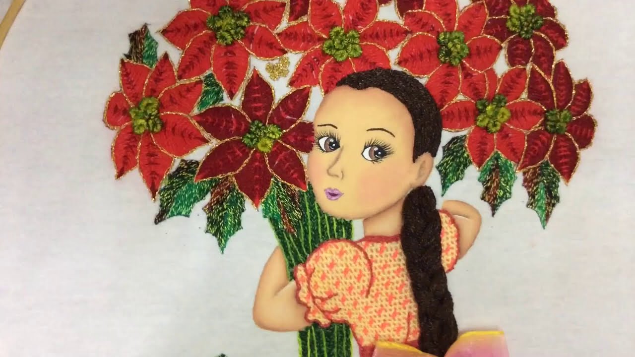 260.- puntada Fantasia vestido de niña  con nochebuenas 2/2