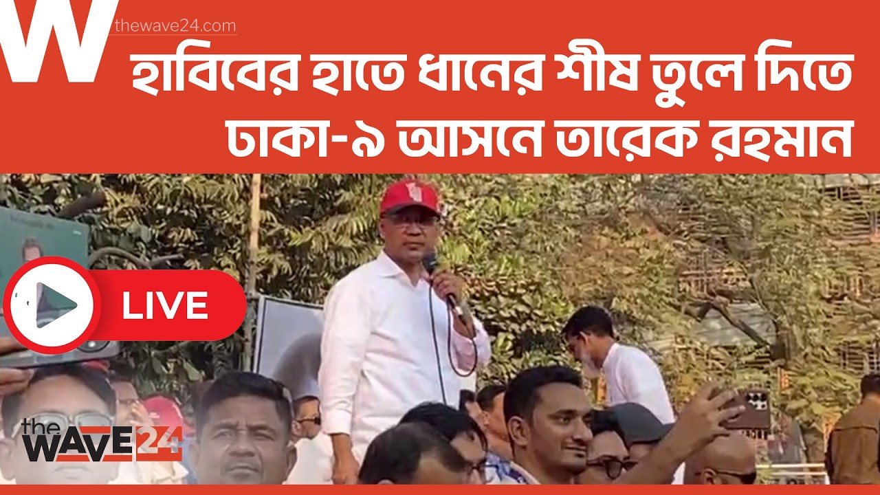 LIVE 🔴 হাবিবের হাতে ধানের শীষ তুলে দিতে ঢাকা-৯ আসনে তারেক রহমান I The wave24